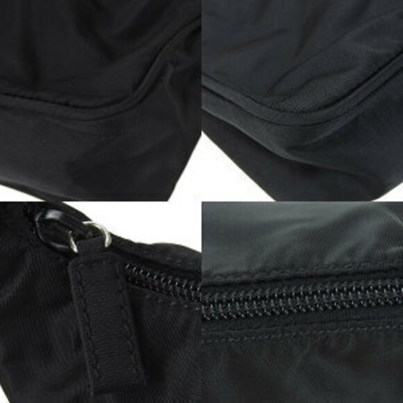 Prada Nylon Canvas Handbag Black Hobo Shoulder Bag - Picture 8 of 11